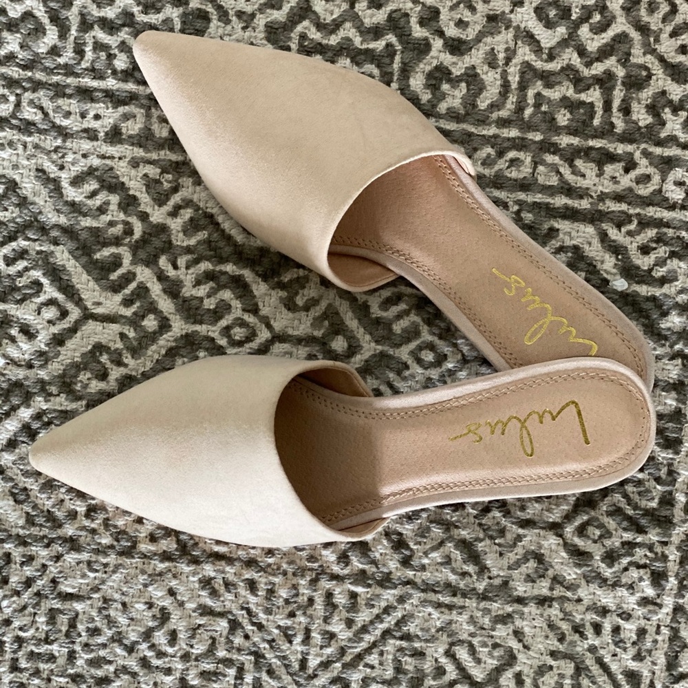 Lorena Nude Suede Pointed Toe Slides
